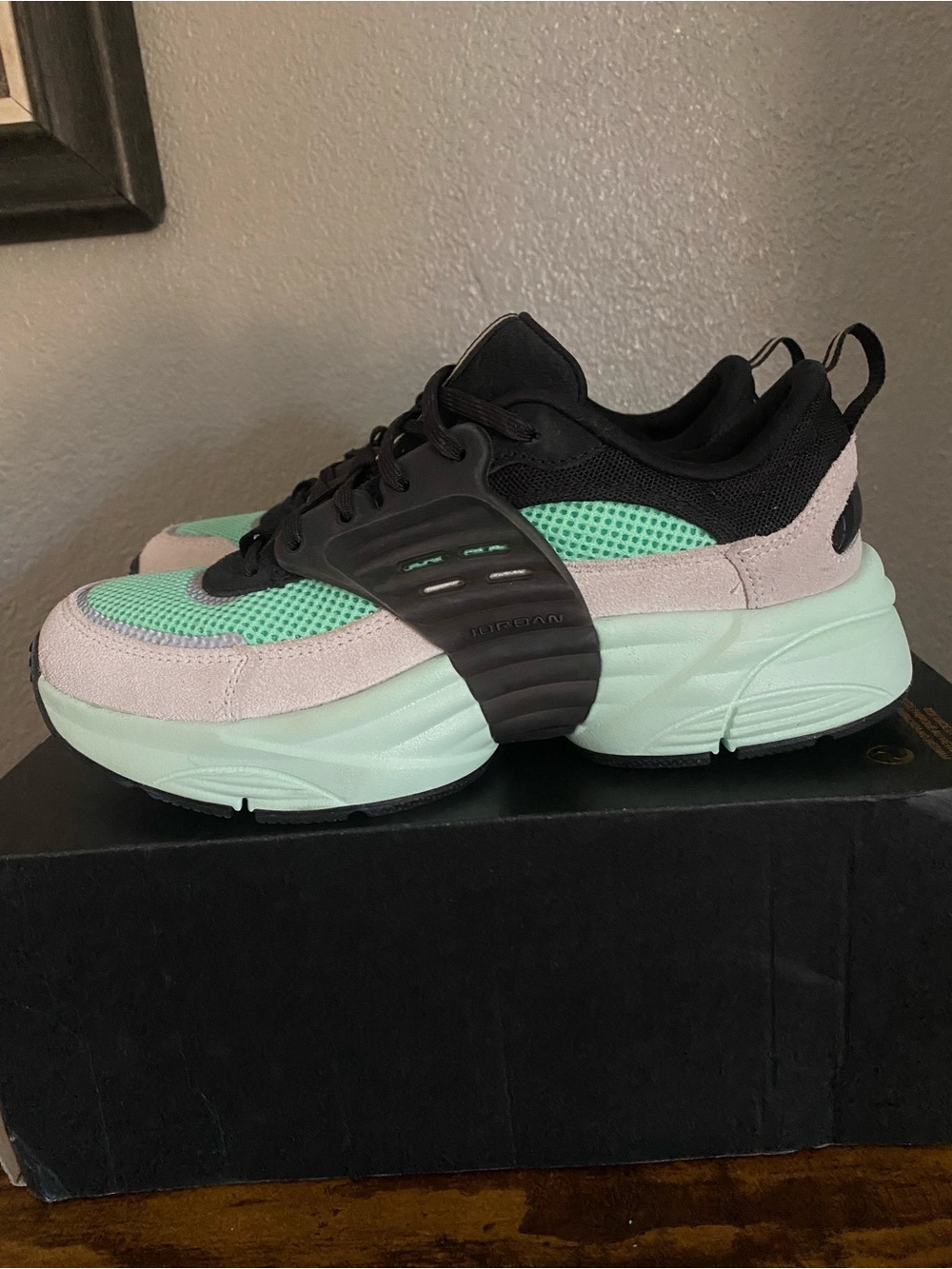 Jordan Turnner Mint & Black Mesh Chunky Sneaker